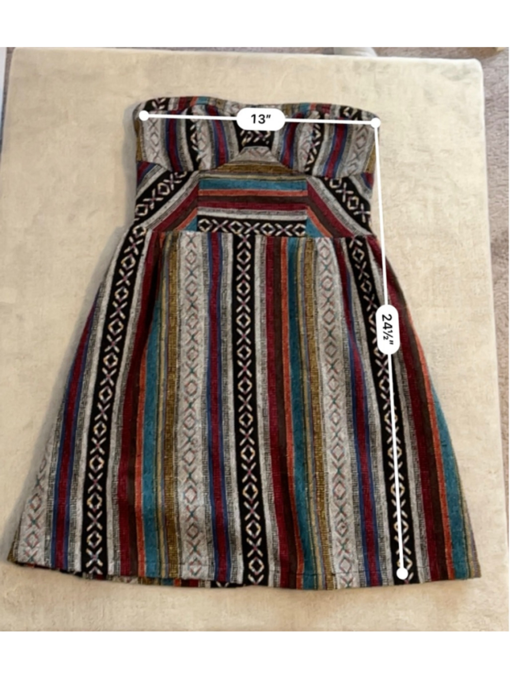 Callie Mac Strapless Dress Multi-color Boho Grunge Festival - Picture 5 of 7